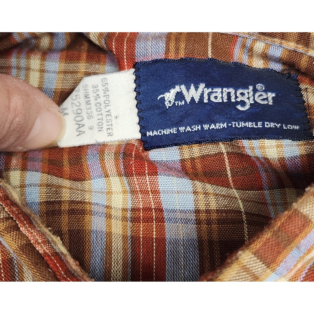 Wrangler Womens Vintage Pearl Snap Western Plaid Long Sleeve Shirt Medium Cowboy - Picture 4 of 8